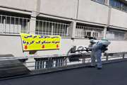 ضدعفونی کردن فضاهای دانشکده بهداشت و آزمایشگاه ویروس شناسی توسط ایستگاه آتش نشانی شهید روحانی