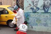 نظارت و آموزش کارشناسان بهداشت محیط مرکز بهداشت جنوب تهران بر ضدعفونی یک باب ساختمان دارای فرد مبتلابه کرونا