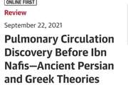 انتشار مقاله کشف گردش خون ریوی پیش از ابن نفیس، تئوری های ایران و یونان باستان در مجله  JAMA Cardiology