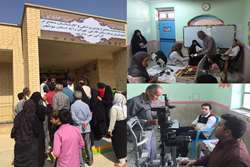 ارائه خدمات تخصصی چشم پزشکی و اپتومتری توسط گروه اعزامی بیمارستان فارابی در شهر اهرم استان بوشهر