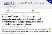 انتشار مقاله اثرات مکمل های غذایی و گیاهان دارویی بر قند خون در مجله Critical Reviews in Food Science and Nutrition